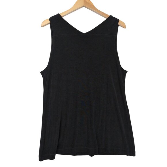 Chicos Travelers Tank Top Size 3 Womens XL Black Square Neck Slinky Casual Vaca‎ - Picture 2 of 8